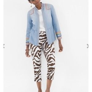 Chico's Women's Pants Cargo Brown/White Animal Printed Size M NEW